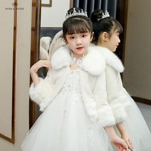 Girl Wedding Fur Wrap Winter Warm Children New Style Prom Party Keep Warm Coat Kids Shawl With Sleeves