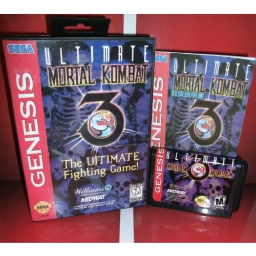 Mortal Kombat 3-The Ultimate Fighting US Cover with box and manual For Sega Megadrive Genesis Video Game Console 16 bit MD card