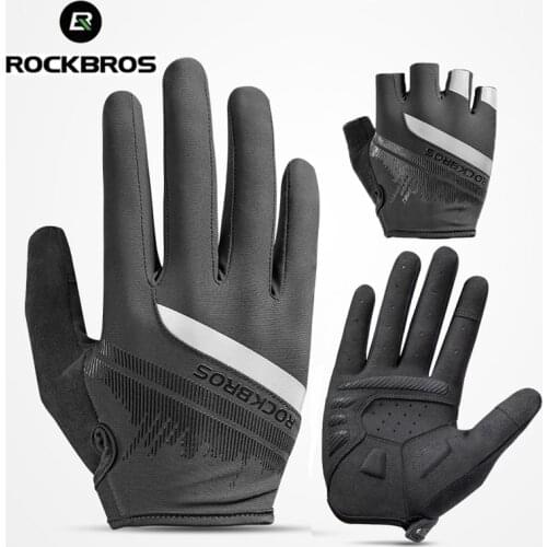 ROCKBROS Cycling Gloves Shockproof Breathable Universal Spring Summer Autumn Touch Screen Bicycle Road Bike Washable SBR Gloves