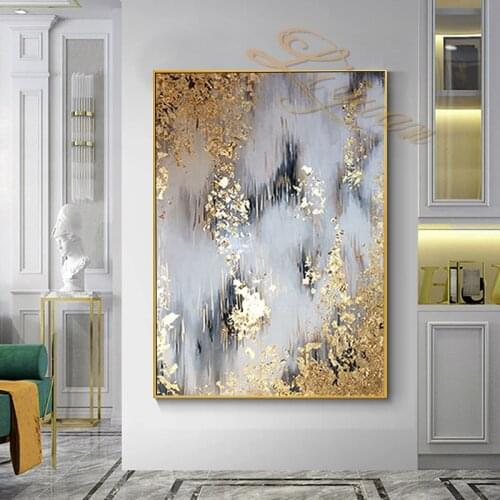 Hand painted abstract gilding canvas Oil Painting wall art picture for living room Unframed cuadros para el hogar Decor nordic