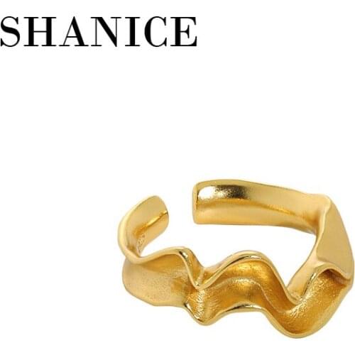 SHANICE Sterling Silver 925 Designer Rings For Women Minimalist Trendy Irregular Folds Party Adjustable Ring 2021 Fine Jewelry
