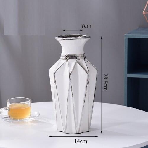 Modern Ceramics Flowers Vase Diamond Shaped Vase Creative Room Decoration Sitting Room Wine Cabinet TV Ark Ceramic Decoration