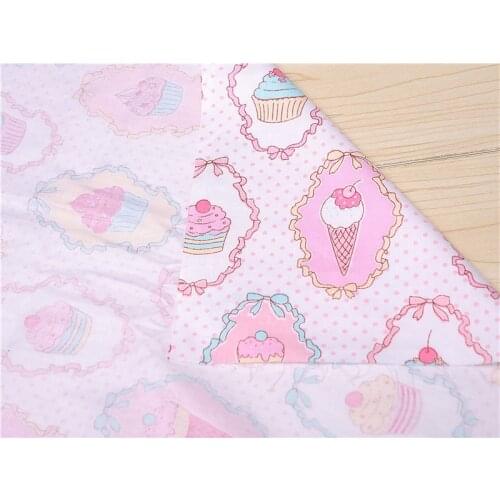 100cm * 160cm Pink Cartoon Ice Cream Cotton Fabric for Patchwork Sewing Tilda Doll Cloth Telas Patchwork
