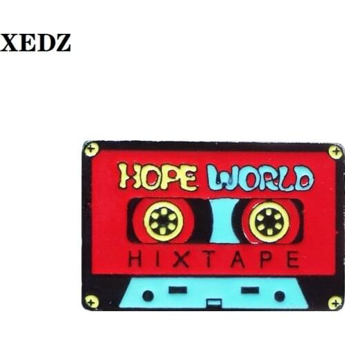 XEDZ cute tape screw CD music enamel jewelry souvenir pin go tears expression HOPE WORLD fun backpack lapel brooch gift