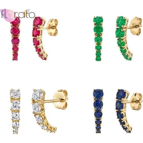 925 Sterling Silver Ear Needle Pave Crystal Stud Earrings for Women Minimalist Earrings Fashion Wedding Jewelry Accessories Gift