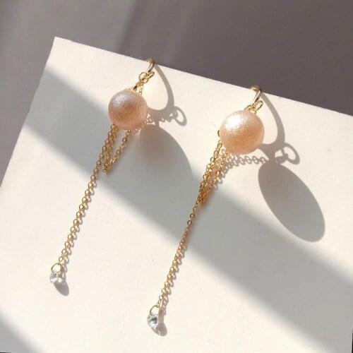 Korean Fashion Earrings Temperament New Wild Simple Super Fairy Crystal Pearl Tassel Chain Long Earrings Womens Clothing Gothic