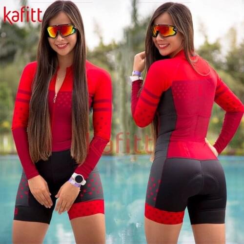 Kafitt Pro Triathlon Suit Ladies Bicycle Jersey One Piece Jumpsuit Long Sleeve Suit Leotard Running Swimsuit ciclismo feminino