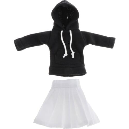 1 / 6 Doll Dress Up Clothes , Hoodie Top Mini Skirt Outfit for BJD AS DZ Dolls
