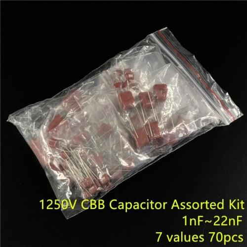 1250V 1nf~22nf CBB metal film capacitors Assortment Kit 7 values 70pcs