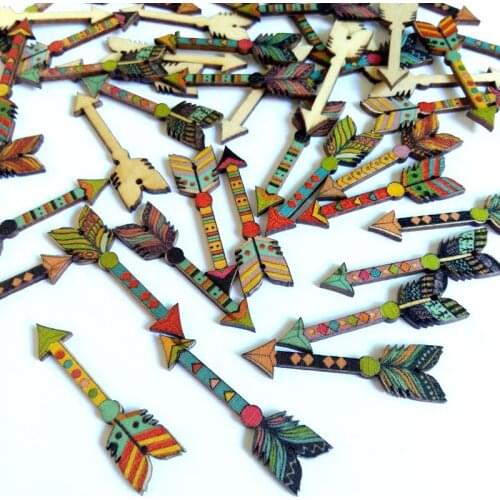 150pcs 12*44mm wooden buttons beautiful arrow shape sewing clothes button for craft scrapbooking accessories for craft accessor