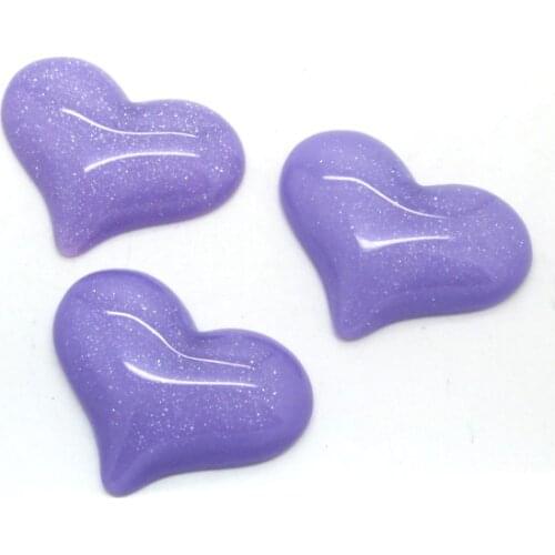 20Pcs Purple Resin Bling Heart Decoration Crafts Flatback Cabochon Scrapbooking Fit Hair Clips Embellishments Beads Diy