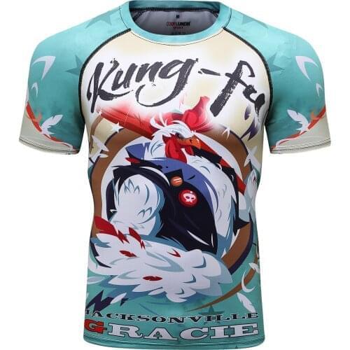 2021 Sportswear Custom Design Sublimation Cool Style Rash Guard Short Sleeve BJJ t-shirt