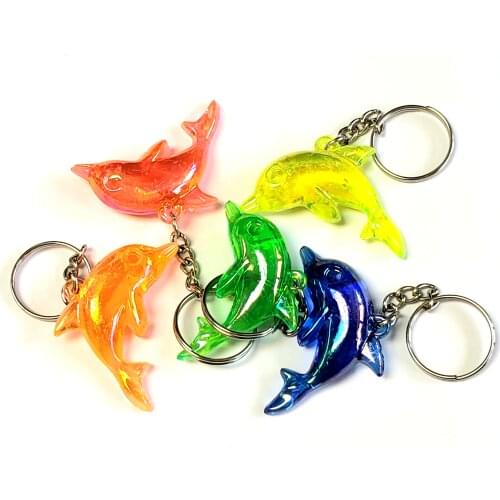 5pc Glitter Dolphin KEY CHAIN Retro Fashion Kids girl boys Jewellery Birthday Party Favor Pinata Bag Filler Home Craft Carnival