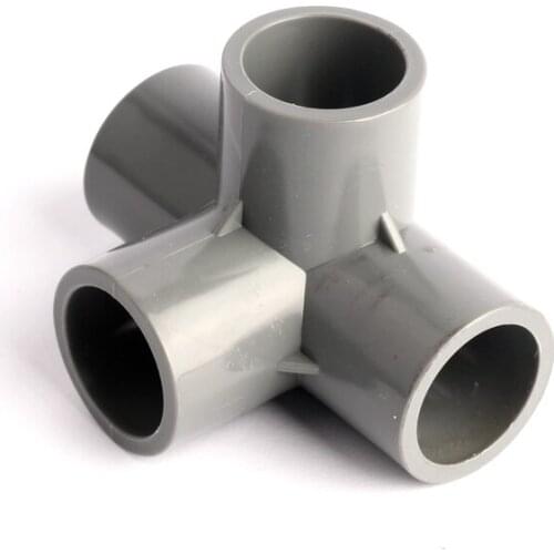 8pcs Inner Diameter 25mm 4-Way PVC Grey Plastic PVC Three-Dimensional Cross Connector