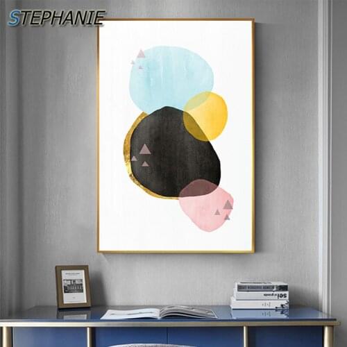 Abstract Colorful Bubble Canvas Painting Pink Blue Gold Poster N Print Fashion Painting for Living Room Nordic Wall Art Pictures