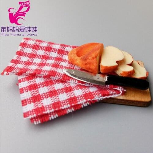 Doll house accessories Mini bread with knife fun kitchen toys game mini fruit mini wine bottle for barbie doll lica blythe doll