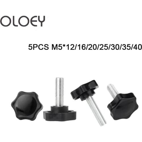 Free Shipping 5pcs knob screw M5*12/16/20/25/30/35/40 Bakelite Hand Tighten Screw Handle Star Hand Knob Tightening Screw