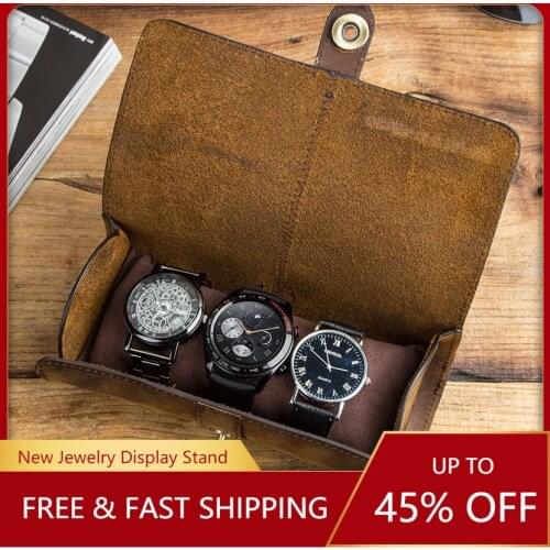 3 Slot Watch Roll Case Chic Display Watch Box Cow Leather Travel Wrist Jewelry Storage Pouch Organizer Gift