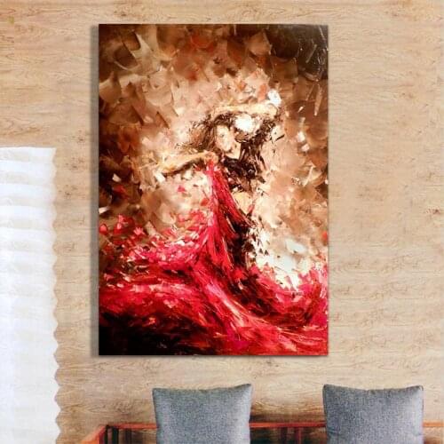 Decorative Dancer Oil Painting 100% Hand Painted Figure Art Pictures On Canvas For Wall Art Home Decor Stretched On Wooden