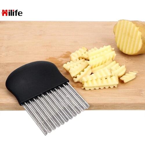 Potato Wavy Edged Peeler Cutter French Fry Vegetable Cutter Stainless Steel Banana Fruits Potato Slicing Knife Chopper