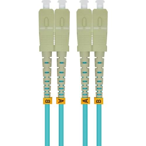 Indoor Armored 15 Meters SC-SC Duplex 10 Gigabit 50/125 Multi-mode Fiber Optical Cable OM3 Aqua 10GB SC to SC Patch Cord Jumper