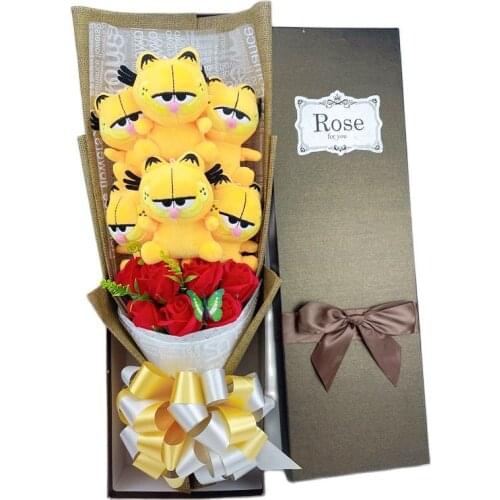 Artificial flowers Cute Cat With Soap Flowers Cartoon Flower Bouquet Creative Valentine Christmas Graduation Gifts