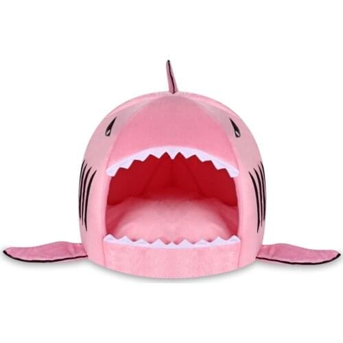Pet Cat Dog Shark Shape Cage House Soft Pad Breathable Bed Washable Cat Kennels Small Animal Play Sleeping Habitat Pets Supplies