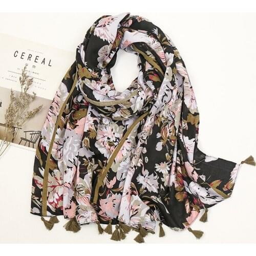 Laven 2021 New Bohemia Women Cotton Linen Pashmina Scarf Female Autumn Wrap Shawl Ladys Ethnic Fringed Travel Scarves Bandana