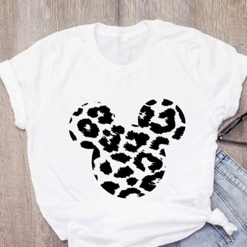 Leopard Mouse Head Flower Vintage Print T-shirt Women T-shirt Vouge t Shirt Tops Tee Hipster Tee