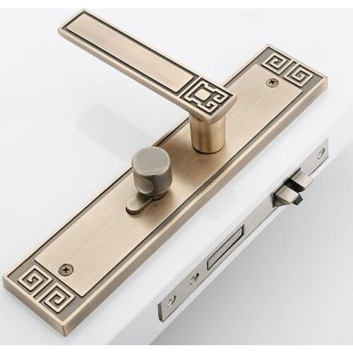 Matte Brown Solid Zinc Alloy Door Locks Continental Bedroom Minimalist Interior Door Handle Lock Cylinder Security Locks