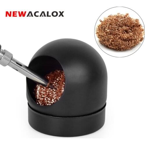 NEWACALOX Repair Tool Anti Static Welding Soldering Solder Iron Tip Cleaner Cleaning Steel Wire With Stand Set