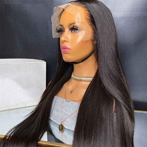 Glueless High Temperature 13x3 Lace Front Wig Synthetic Silky Straight Lace Wig with Baby Hair Free Part for Women