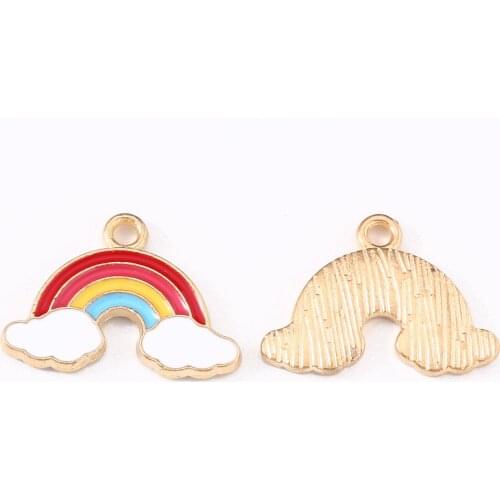 10Pcs Gold Plated Enamel Pendants Rainbow Fish Bone Charms For Necklace Bracelet Handmade Earring Dangle Jewelry Making