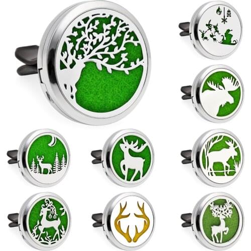 Christmas Reindeer Essential Oil Perfume Car Diffuser 30mm Magnetic Open Locket 10pcs Pads Free