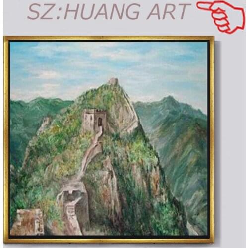 Hand-painted High Quality Wall Art The Great Wall Oil Painting on Canvas Beautiful Chinese Landscape The Great Wall Oil Painting