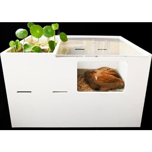 Family Raise Crab Tank Turtle Tank Aquarium Fish Pump Filter Free Water Change Pet to Prevent Escape Reptile Box with Lid