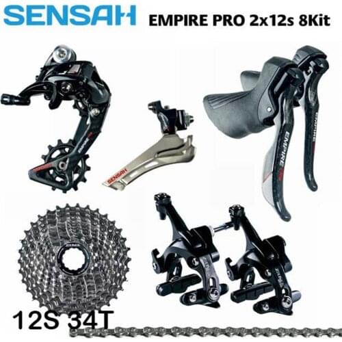 SENSAH EMPIRE PRO 4,6,8 Kits Carbon fiber 2x12 Speed 24s Road Groupset R/L Shifter+R/F Derailleurs + ZRACE Cassette/Chains/Brake
