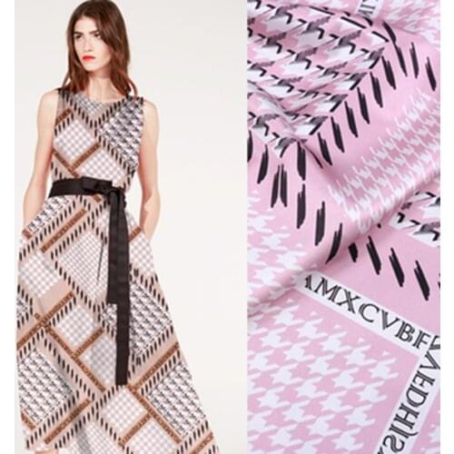 Mulberry Silk Printed Stretch Fabric Spandex Comfortable Breathable Skin-friendly Soft Draping Clothing Handmade DIY Cloth Home