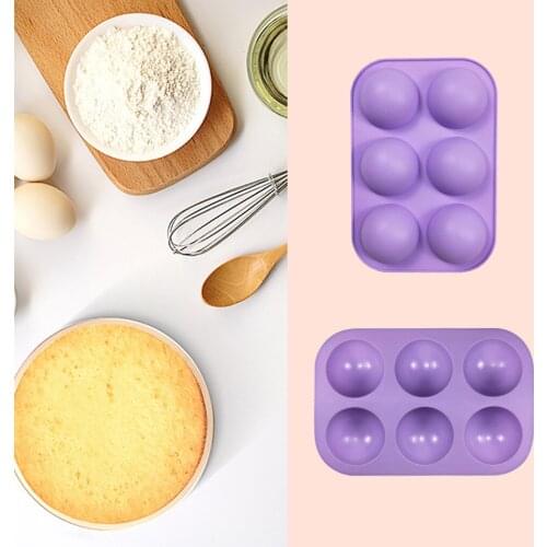 Silicone Cake Mold 6-Cavity Semi Sphere Baking Mould DIY Ice Tray for Chocolate Jelly Incense Candle Soap