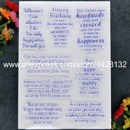 Words Letters Happy Birthday to you Handmade with love Scrapbook photo cards rubber stamp clear stamp transparent stamp 9081618
