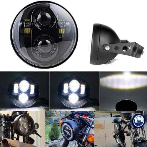 5.75inch Motorcycle LED Headlight Housing 5-3/4 LED Headlight for Honda Suzuki Kawasaki Vulcan Cruiser Bike Cafe Racers