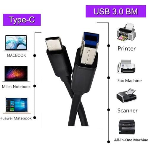 USB Printer Cable USB Type B Male to A Male USB 3.0 Compatible for Canon HP 1m
