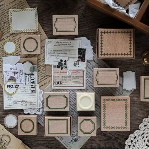 Vintage Frame INS Style Labels Decoration Stamp Wooden Rubber Stamps For Scrapbooking Stationery DIY Craft Standard Stamp
