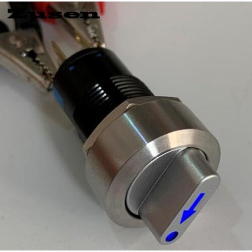 Zusen 16mm 1no1nc metal selector switch 2 position lock with arrow symbol led light