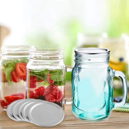 100 Pcs Wide Mouth Mason Jar Canning Lids Reusable Leak Proof Split-Type Silver Lids with Silicone Seals Rings 86 MM
