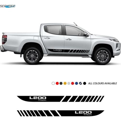 2PCS Car Stickers Long Side Stripe Decals For Mitsubishi L200 Triton Off Road Car Auto Tuning Pickup DIY Vinyl Film Accessories