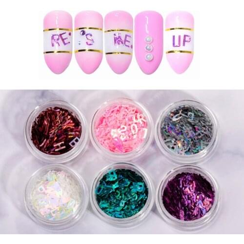 2020 Sequin Nail Sticker Summer Color Laser Letter Art Nail Sticker DIY Decorative Flash Accessories