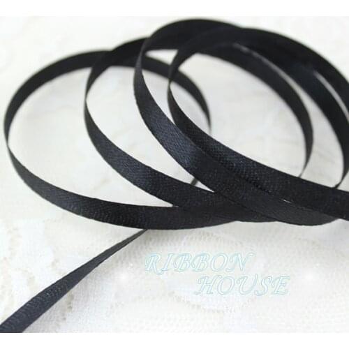 25 yards/roll) 1/4" (6mm) Black Single Face Satin Ribbon Webbing Decoration Gift Christmas Ribbons