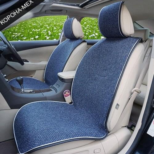 2 Pcs Car Front Seat Flax Fabrics Car Seat Covers Universal Car seat Cushion Accessories Decorate Protection Covers For Car Seat