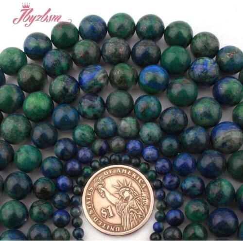 4,6,8,10mm Smooth Round Multicolor Malachite Lapis Lazuli Stone Beads for DIY Accessories Women Men Necklace Jewelry Making 15"